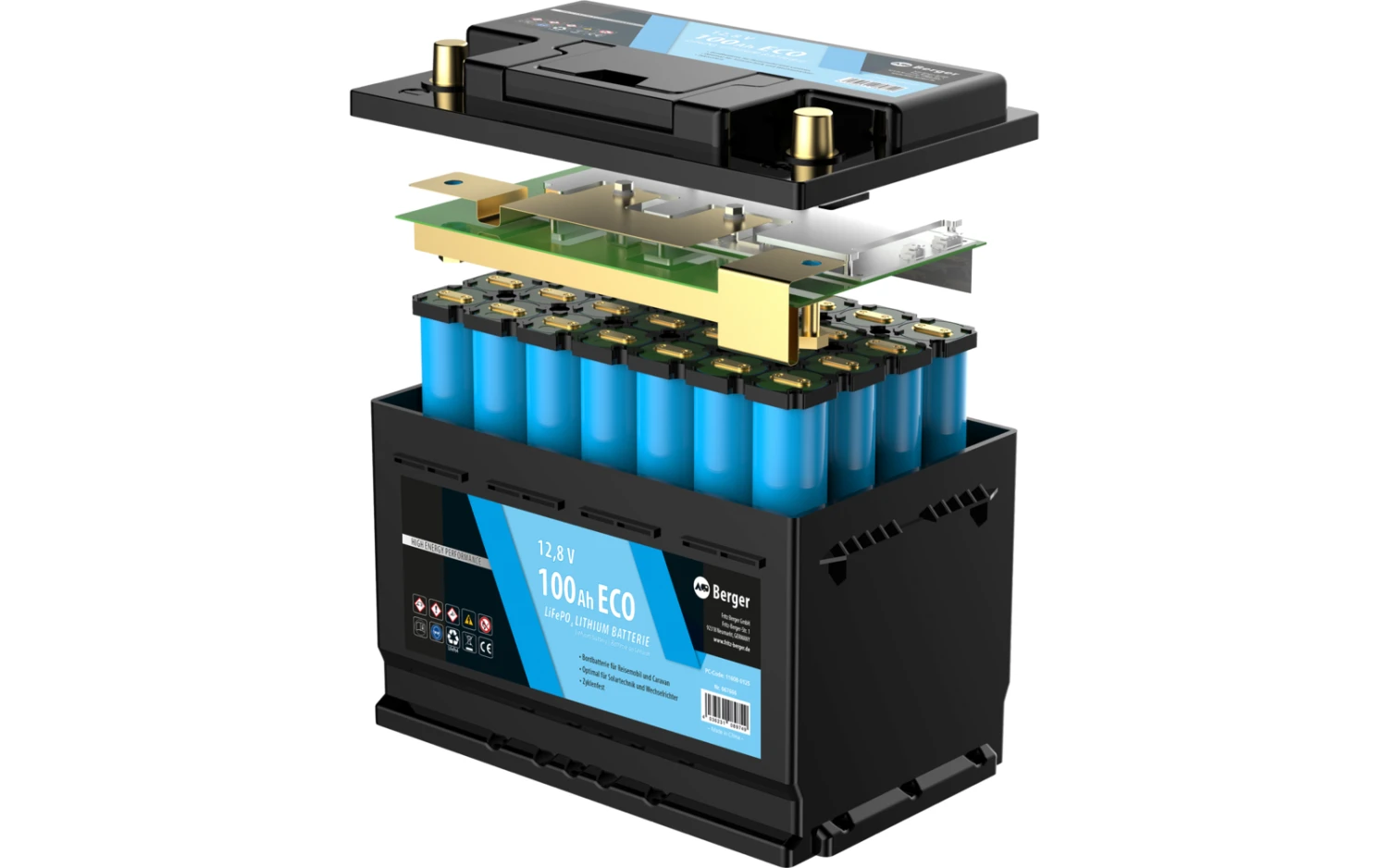 Berger LiFePO4 Lithium Batterie Eco 100 Ah 12V 2 Berger LiFePO4 Lithium Batterie Eco 100 Ah 12V – Bild 2
