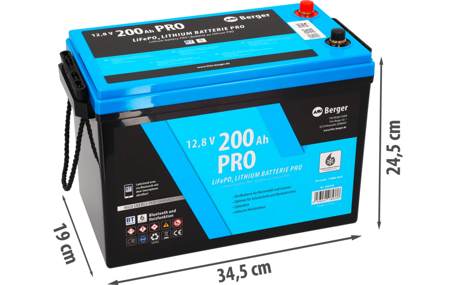 Berger LiFePO4 Lithium Batterie Pro 200 Ah 12V Mit Bluetooth & Heizung 3 Berger LiFePO4 Lithium Batterie Pro 200 Ah 12V Mit Bluetooth & Heizung – Bild 3