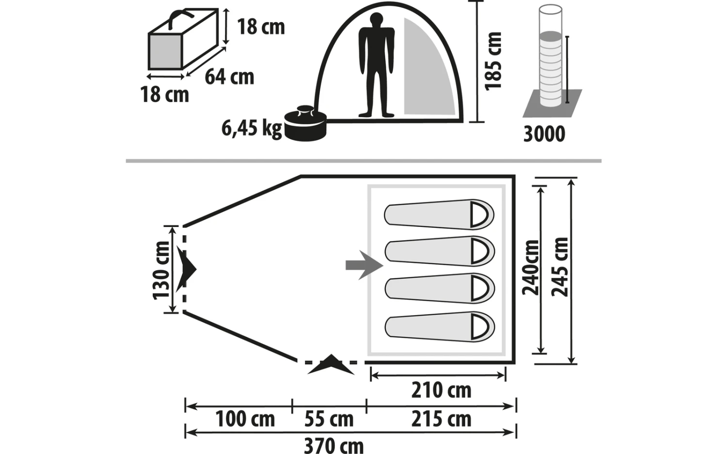 Easy Rock 4+ Geräumiges Kuppelzelt Mit Stehhöhe Und Vorraum Für 4 Personen 2 Easy Rock 4+ Geräumiges Kuppelzelt Mit Stehhöhe Und Vorraum Für 4 Personen – Bild 2