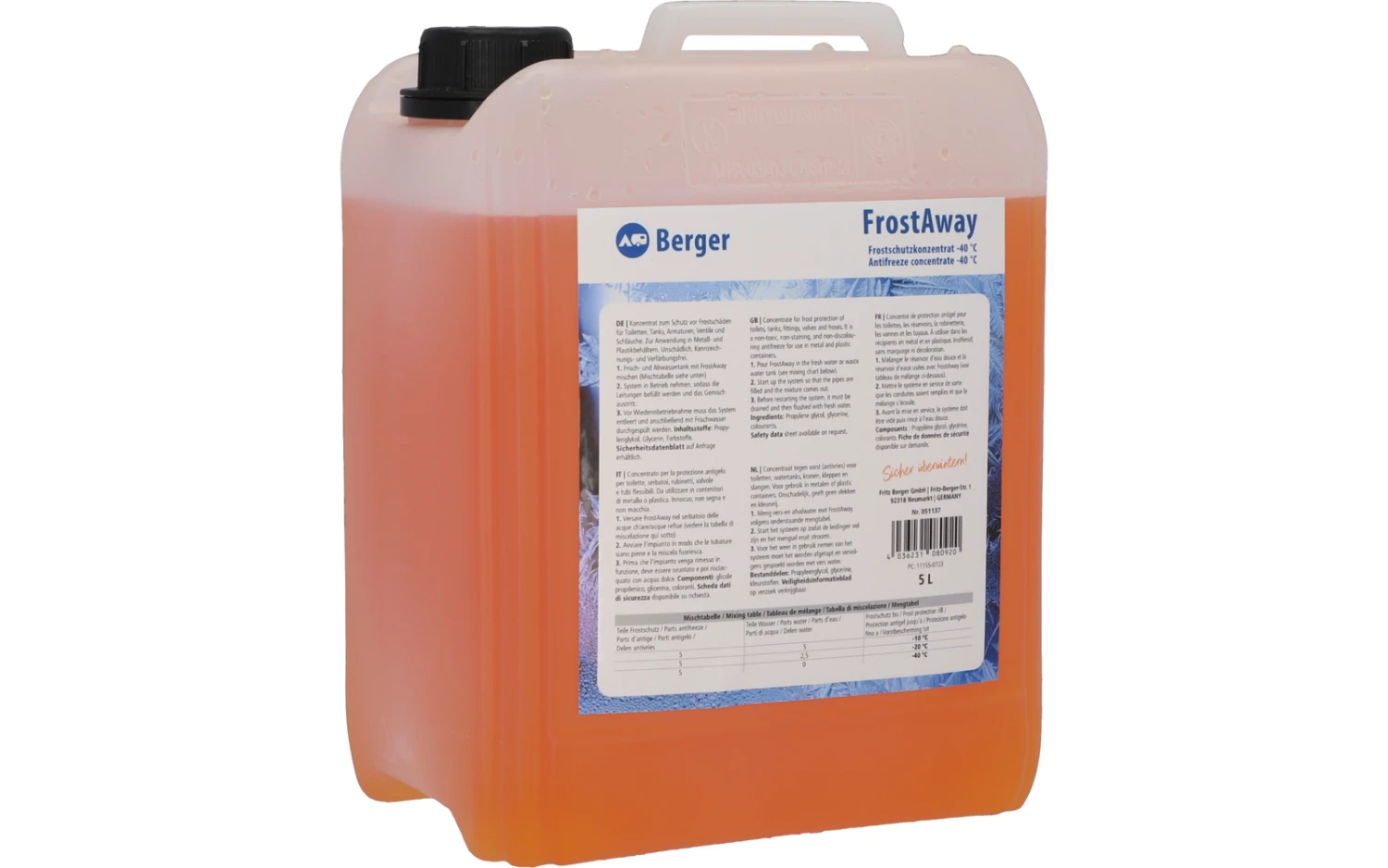 Berger FrostAway Frostschutzmittel 5 Liter 1 Berger FrostAway Frostschutzmittel 5 Liter